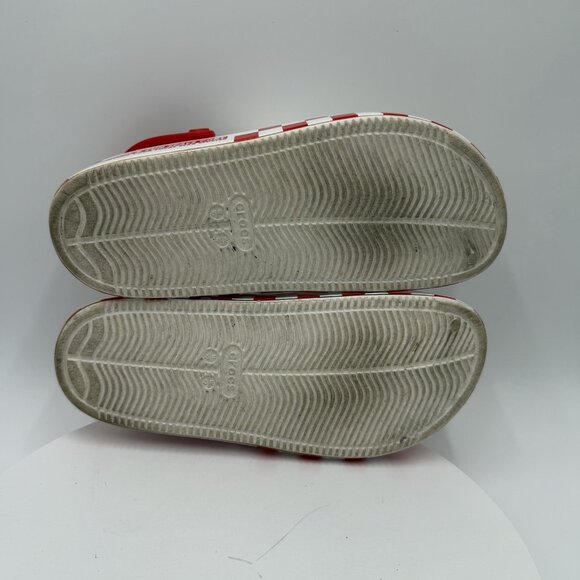 Disney Crocs Toy Story Pizza Planet White Red Checkered Slip On Size M10 W12 - Picture 7 of 8